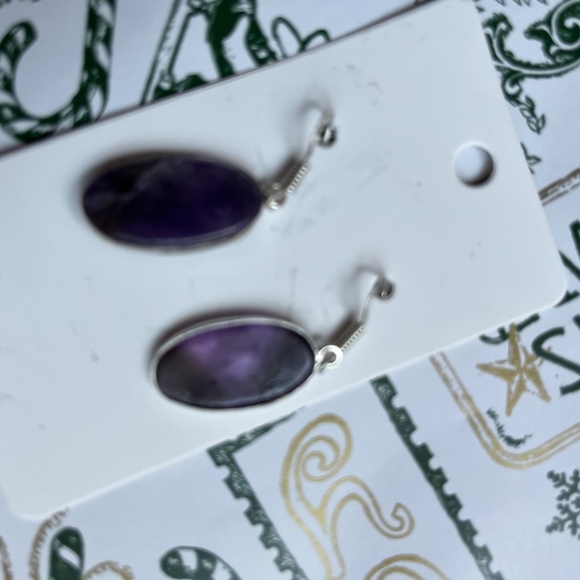 Purple stone dangle earrings - Picture 2 of 2